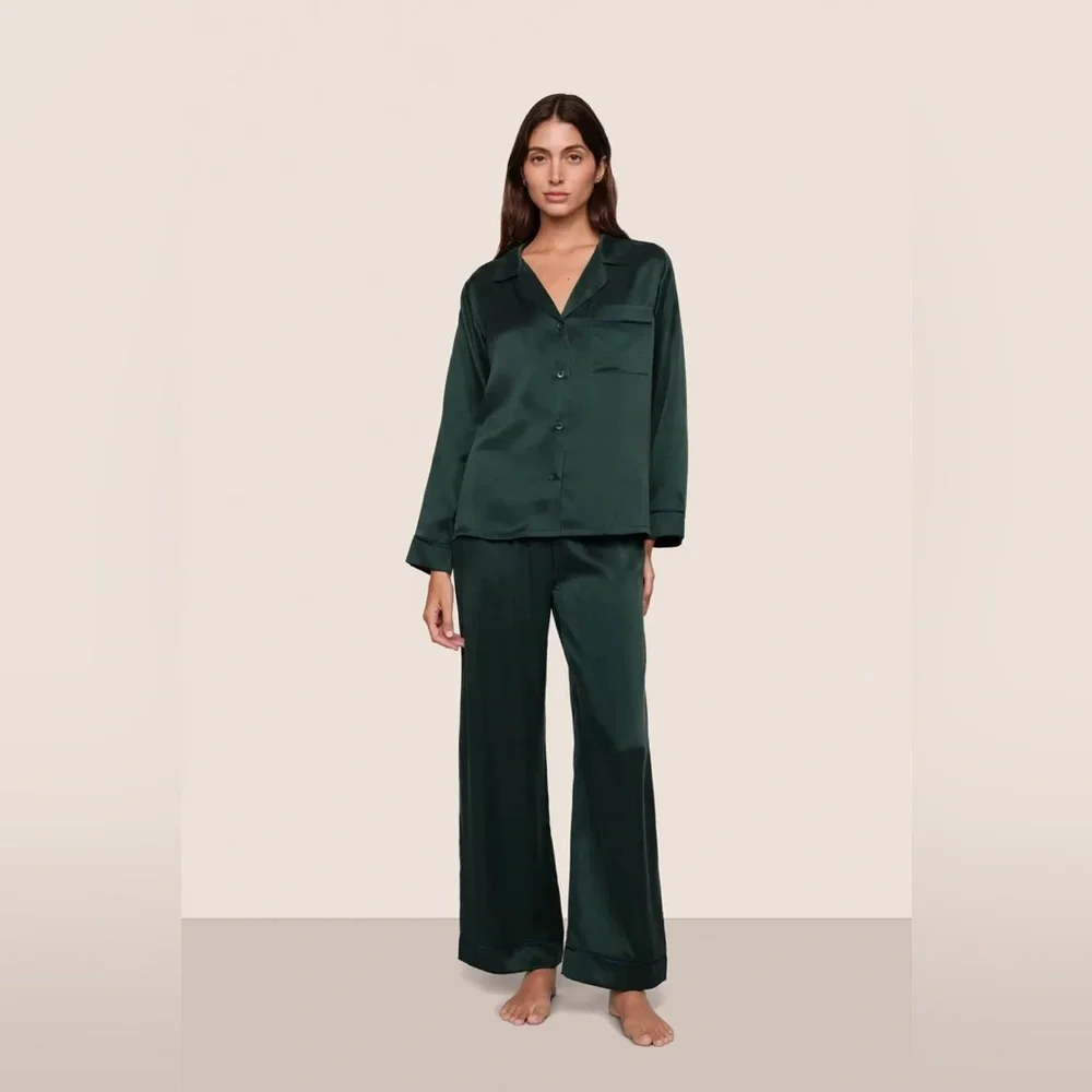 NWT Eberjey Inez Washable Silk Long PJ Set - Picture 1 of 4
